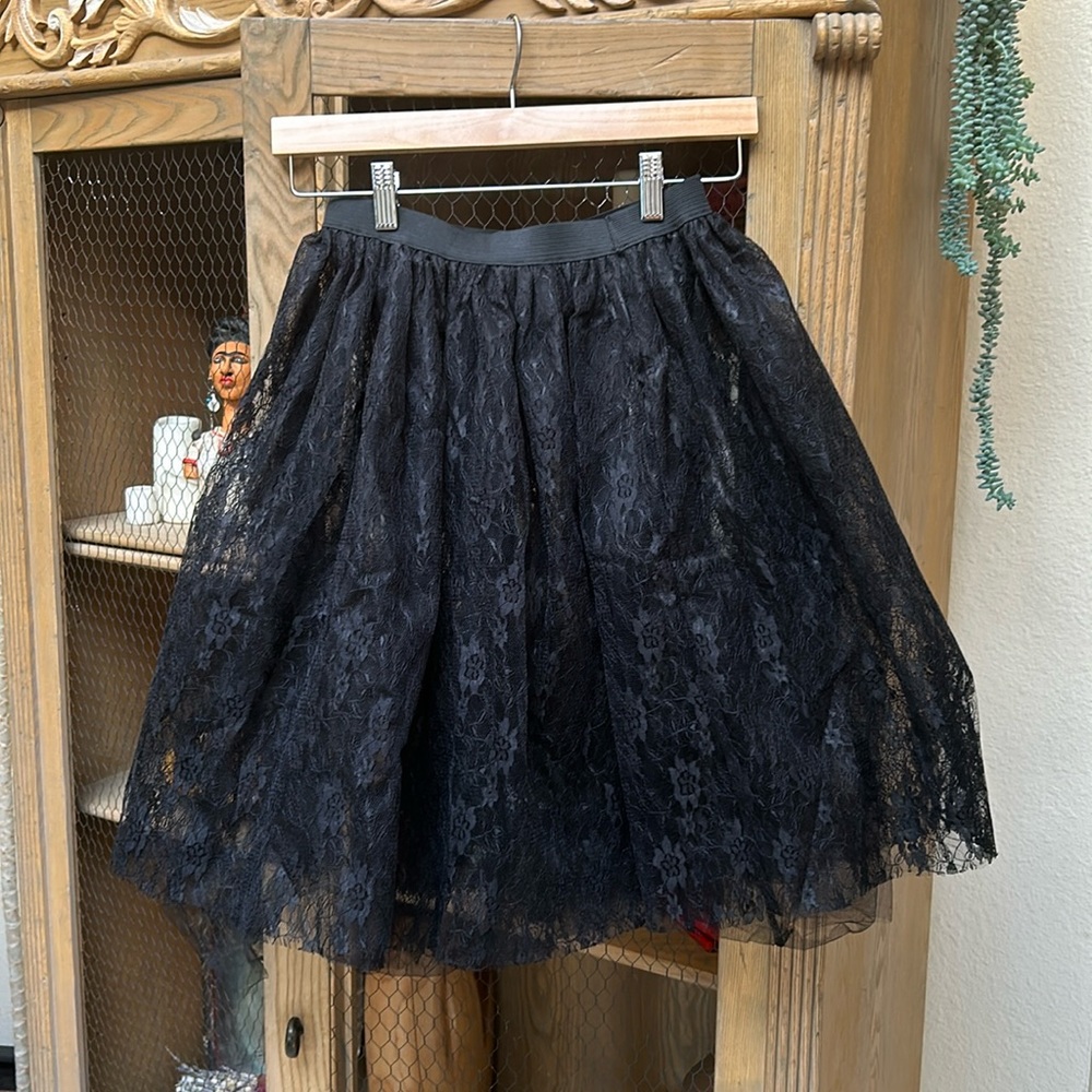 Chic Black Lace A-Line Skirt